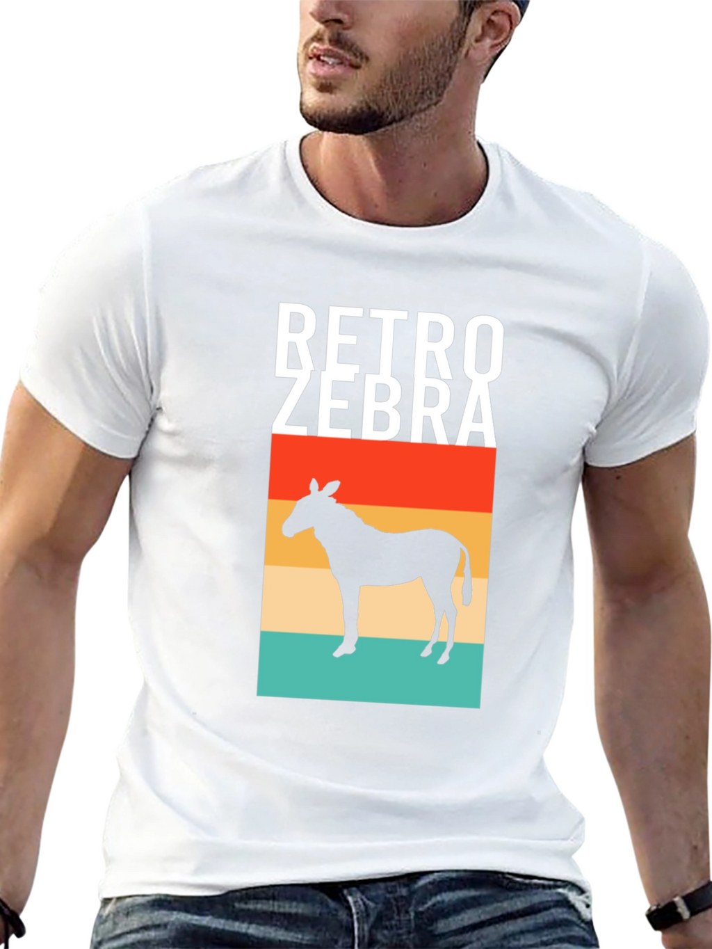 Retro Zebra Silhouette Graphic Tee - Mens Black T-Shirt