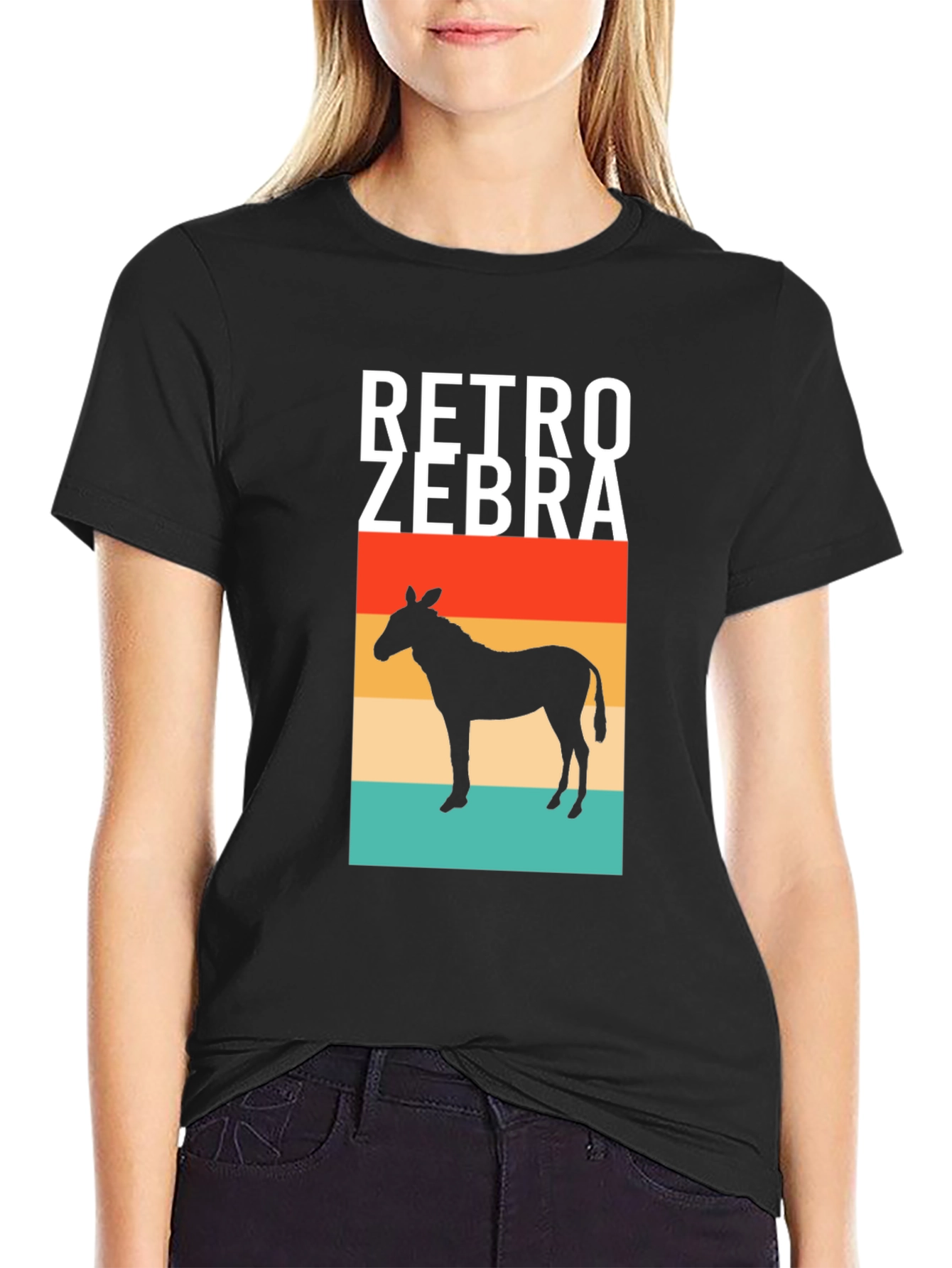 Retro Zebra Silhouette Graphic Tee - Mens Black T-Shirt