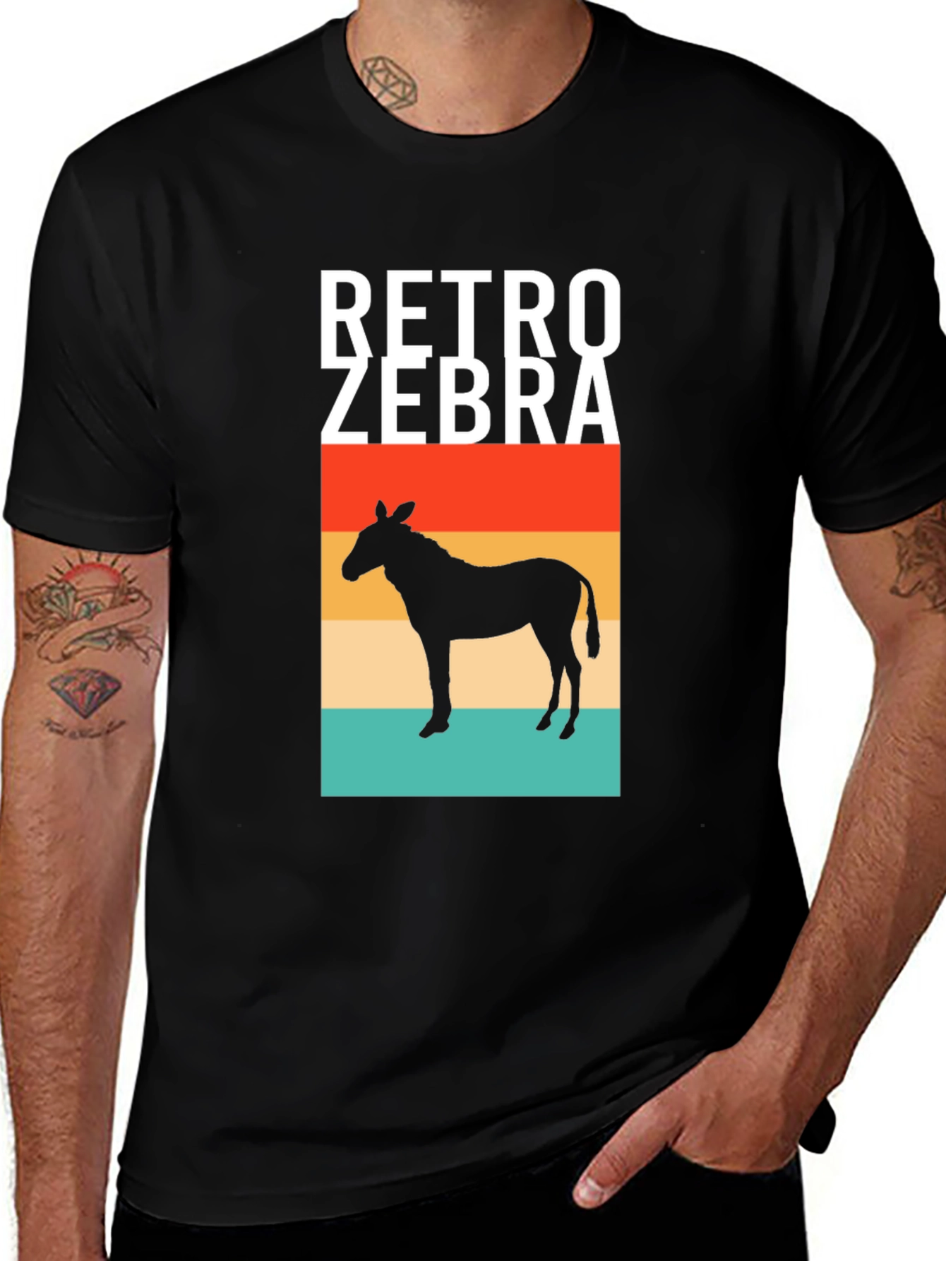 Retro Zebra Silhouette Graphic Tee - Mens Black T-Shirt