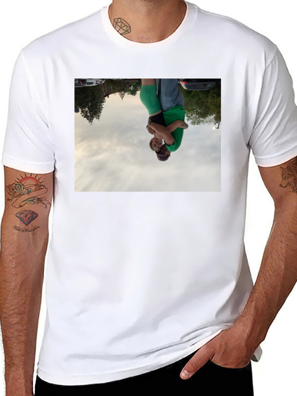 Novelty Black T-Shirt with Photo Print