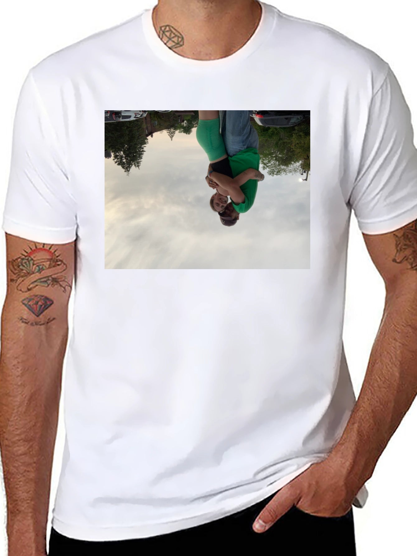 Novelty Black T-Shirt with Photo Print