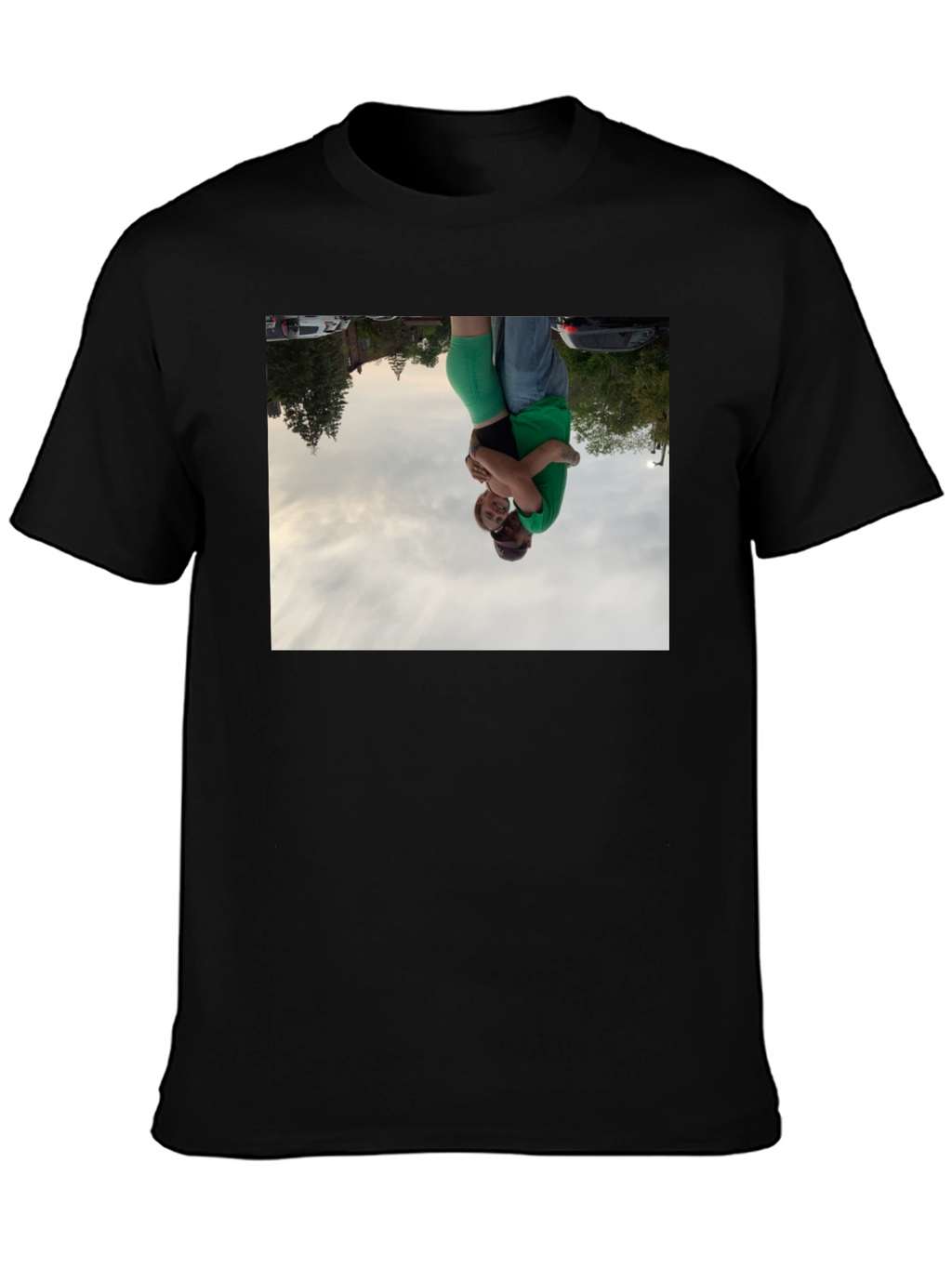 Novelty Black T-Shirt with Photo Print