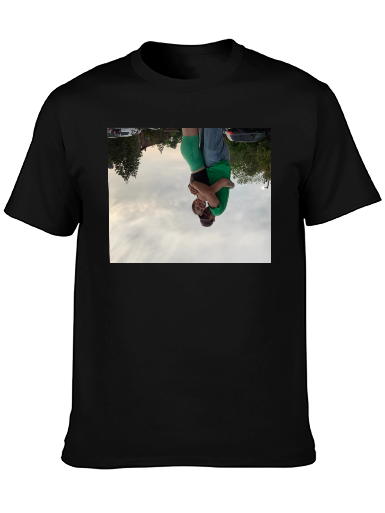 Novelty Black T-Shirt with Photo Print