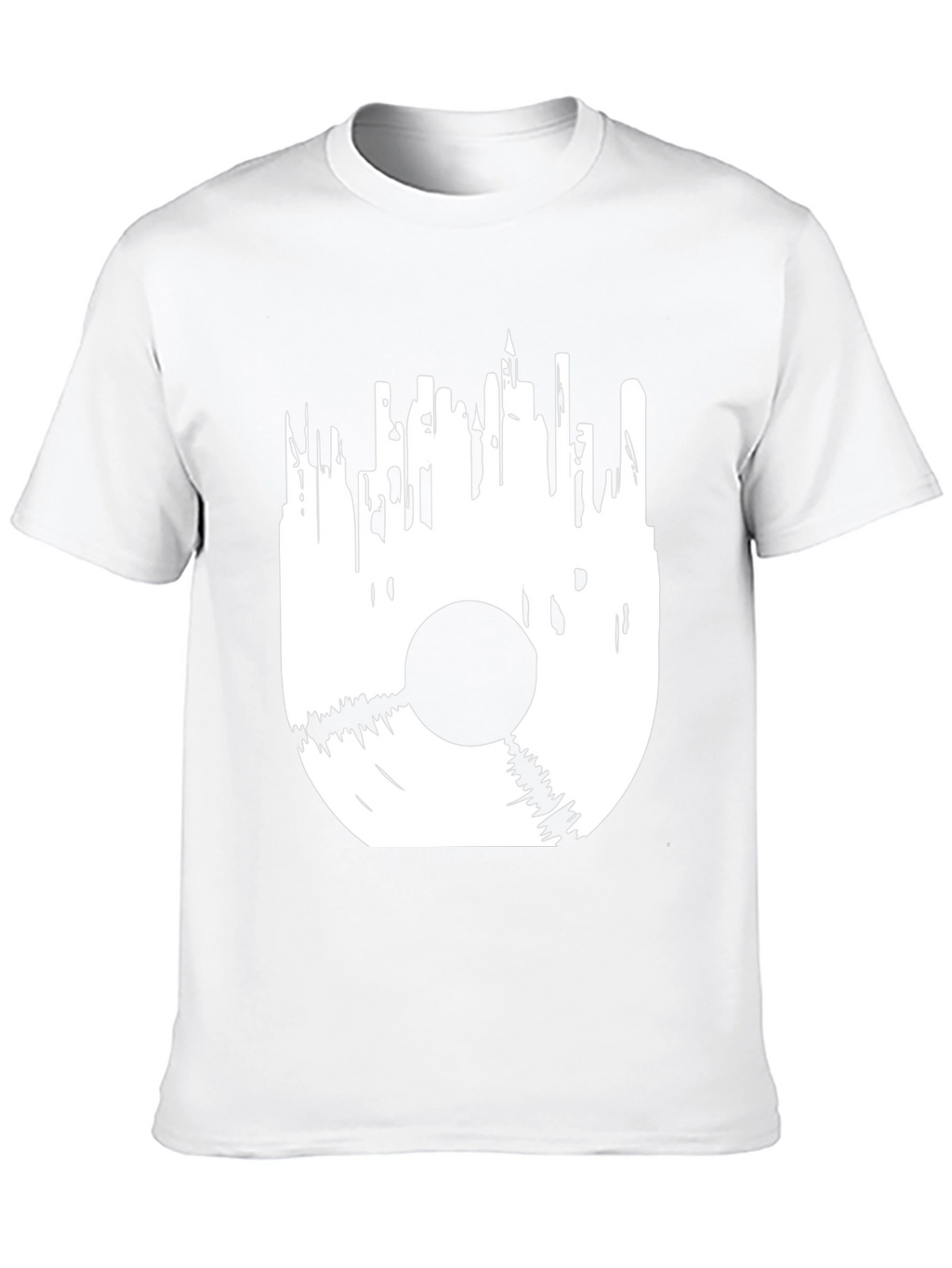 Vinyl Cityscape Graphic Tee - Black Cotton Blend