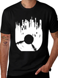 Vinyl Cityscape Graphic Tee - Black Cotton Blend