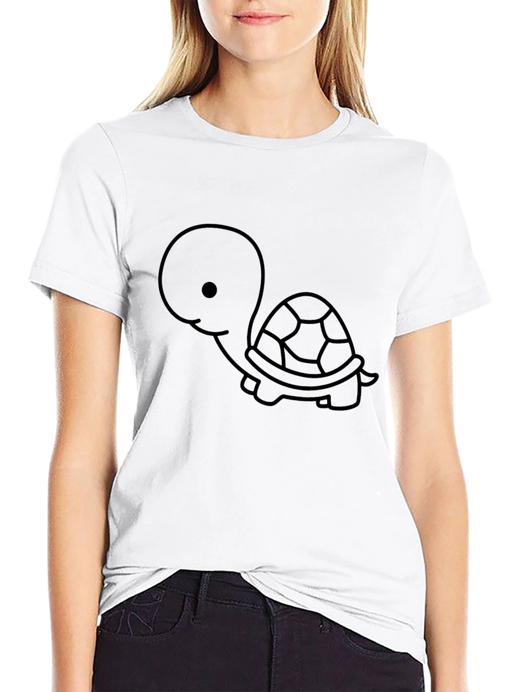 Cute Turtle Graphic Tee - Black Cotton Shirt