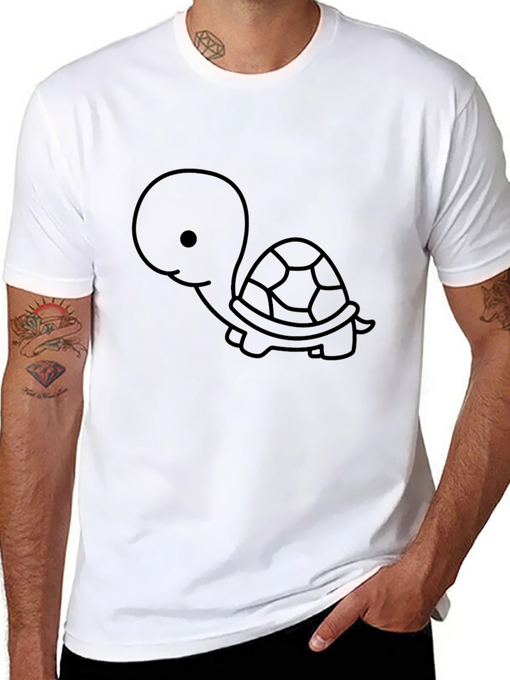 Cute Turtle Graphic Tee - Black Cotton Shirt