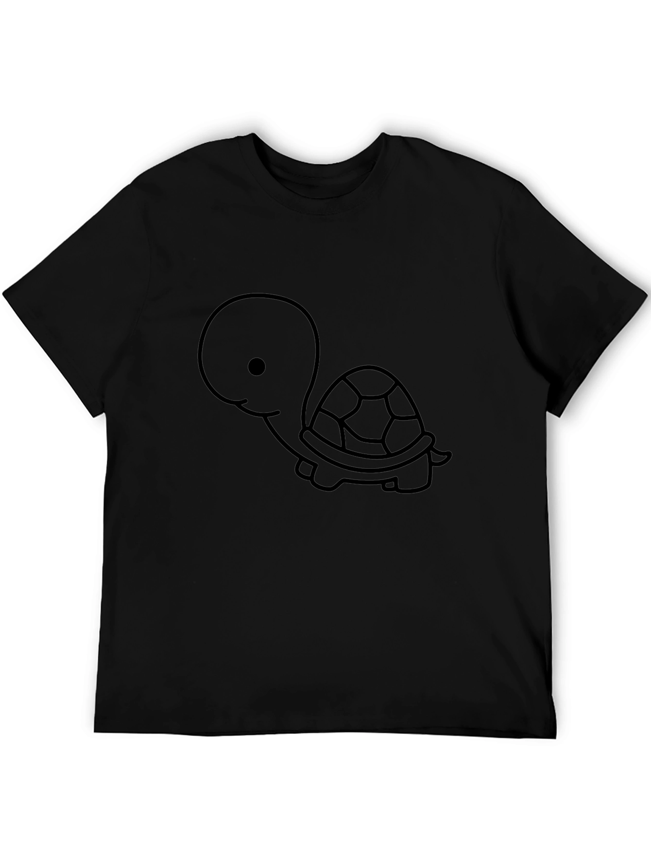 Cute Turtle Graphic Tee - Black Cotton Shirt