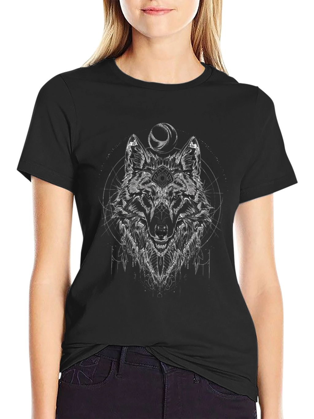 Wolf Graphic Print Tee - Mens Black T-Shirt
