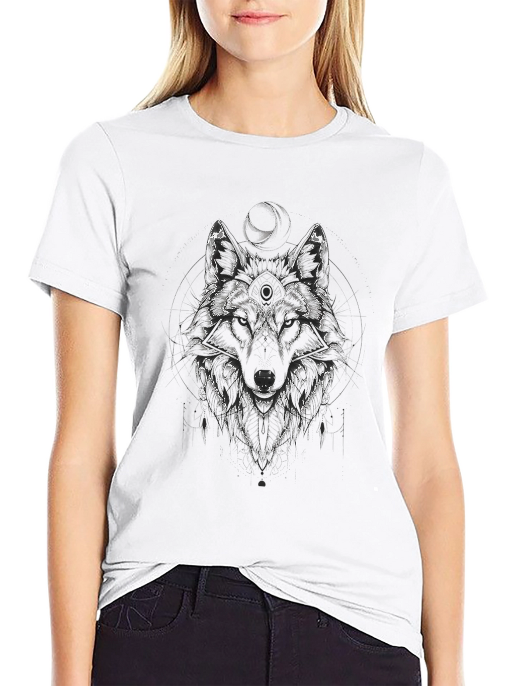 Wolf Graphic Print Tee - Mens Black T-Shirt