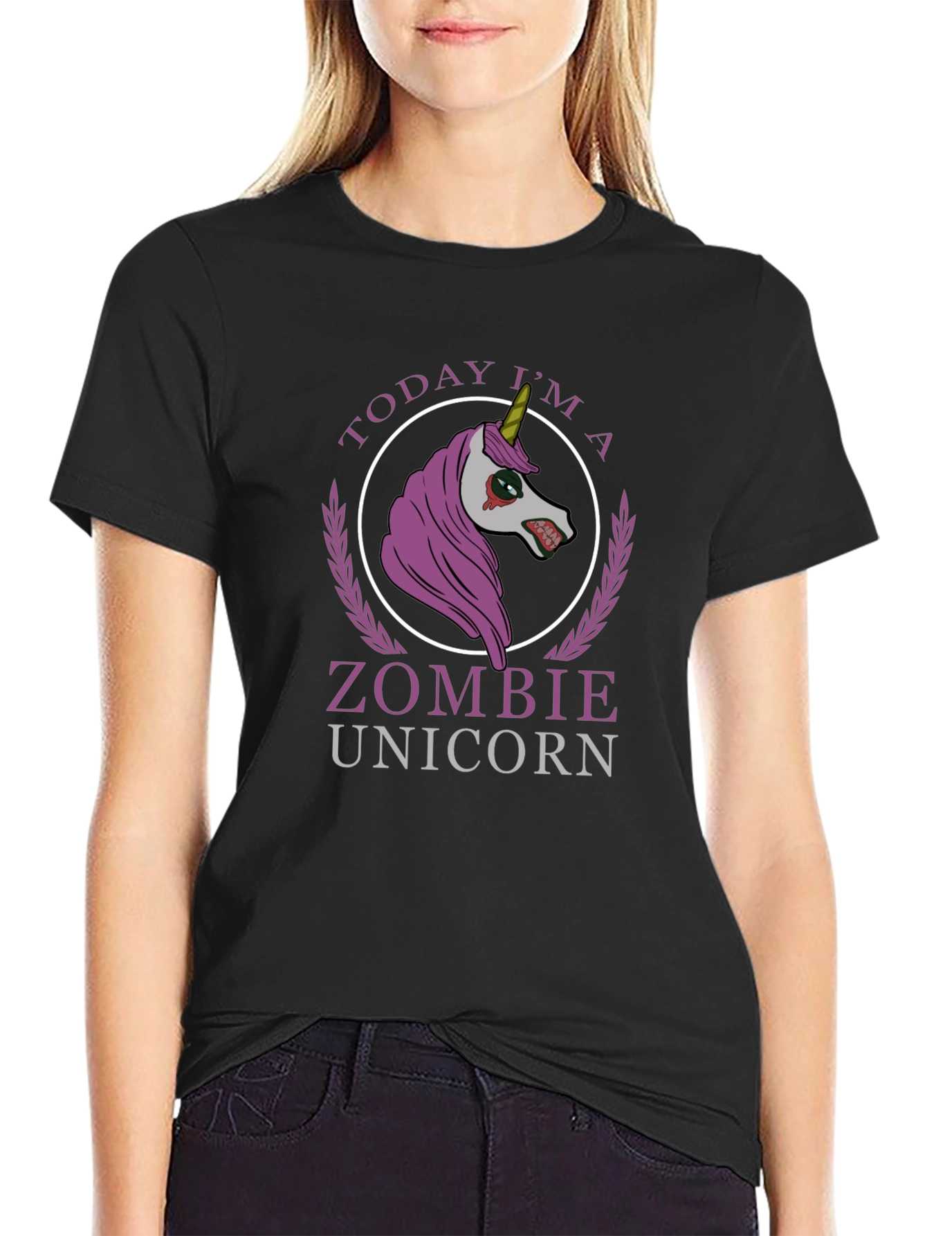 Zombie Unicorn T-Shirt - Mens Black Graphic Tee