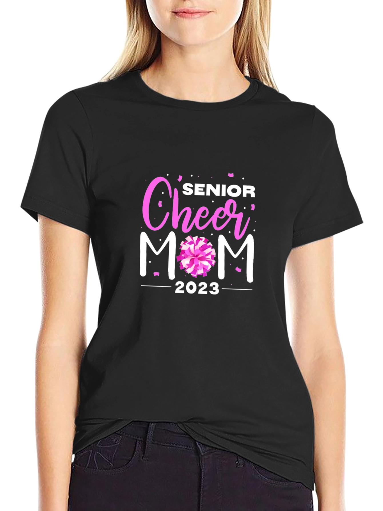 Senior Cheer Mom 2023 Black T-Shirt