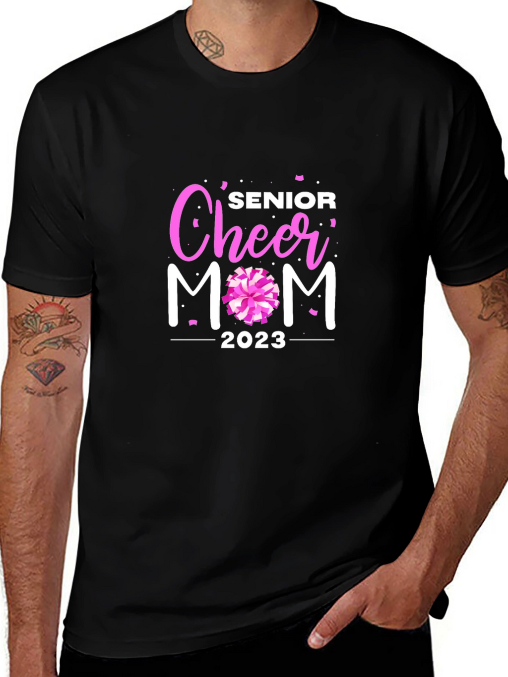 Senior Cheer Mom 2023 Black T-Shirt