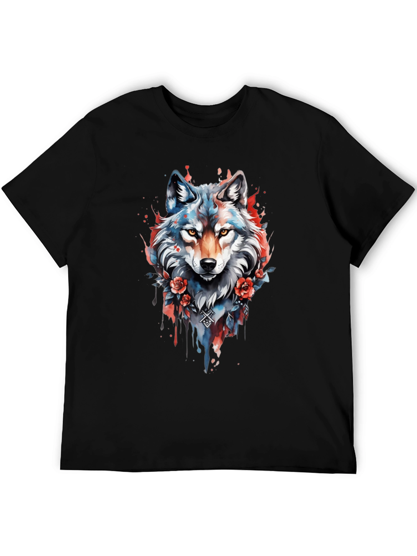 Wolf Graphic Tee - Artistic Watercolor Style