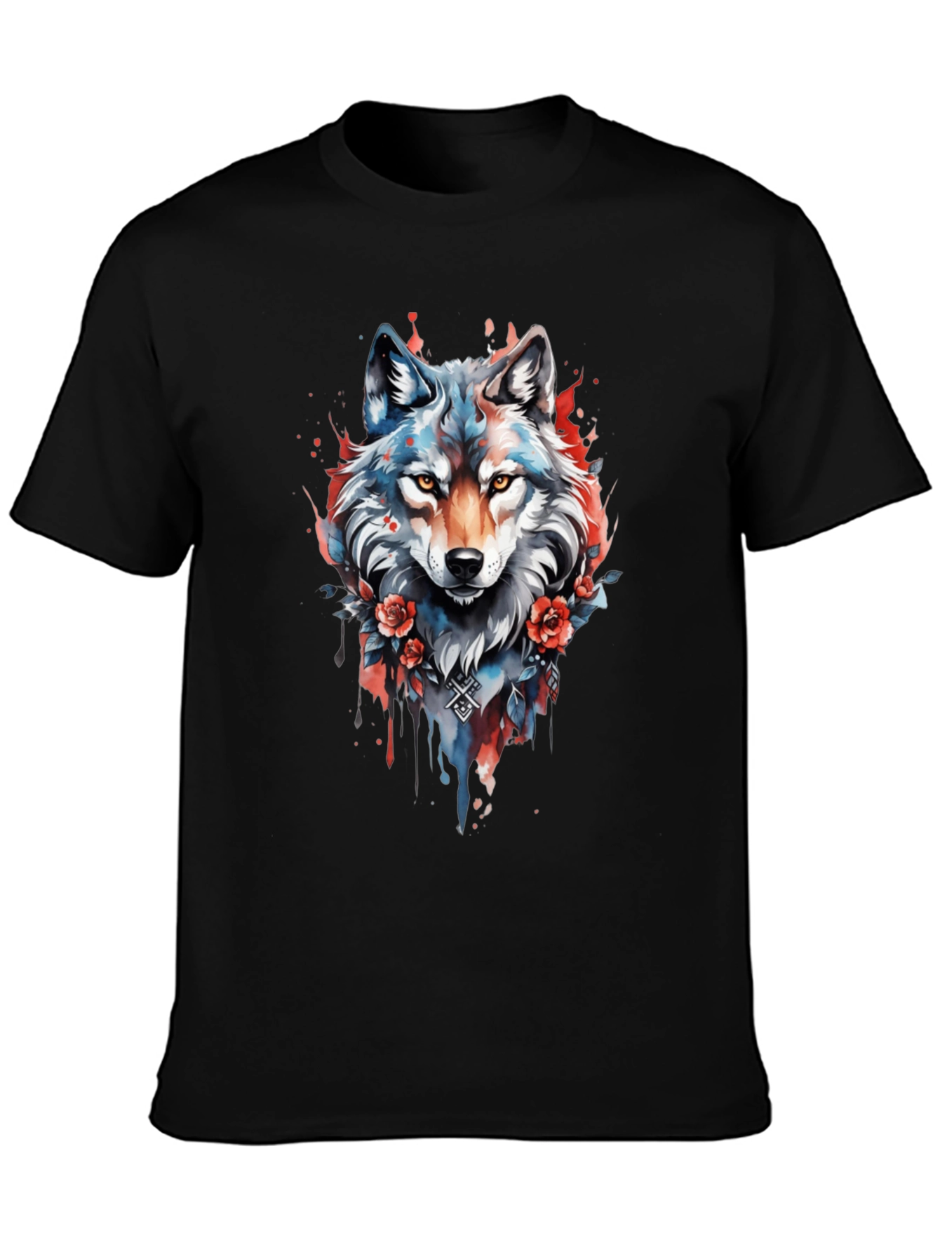 Wolf Graphic Tee - Artistic Watercolor Style
