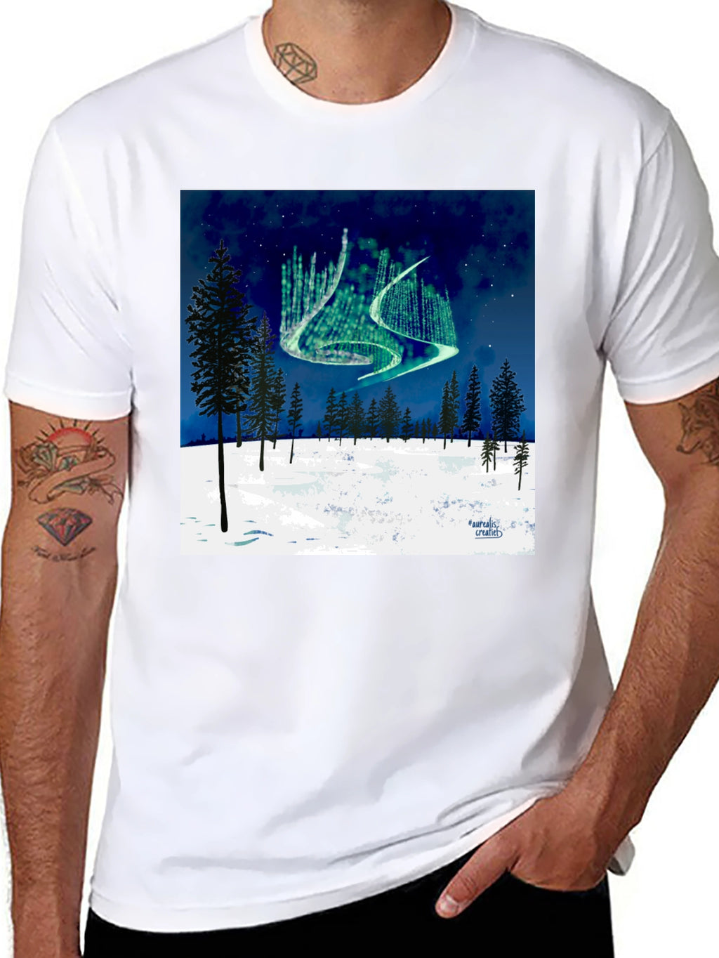 Aurora Borealis Forest T-Shirt