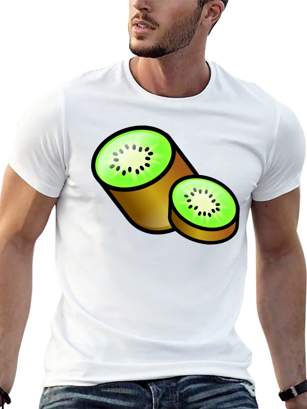 Kiwi Fruit Graphic Black T-Shirt