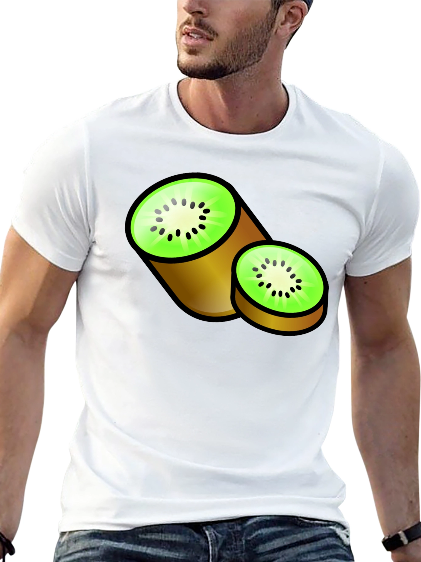 Kiwi Fruit Graphic Black T-Shirt