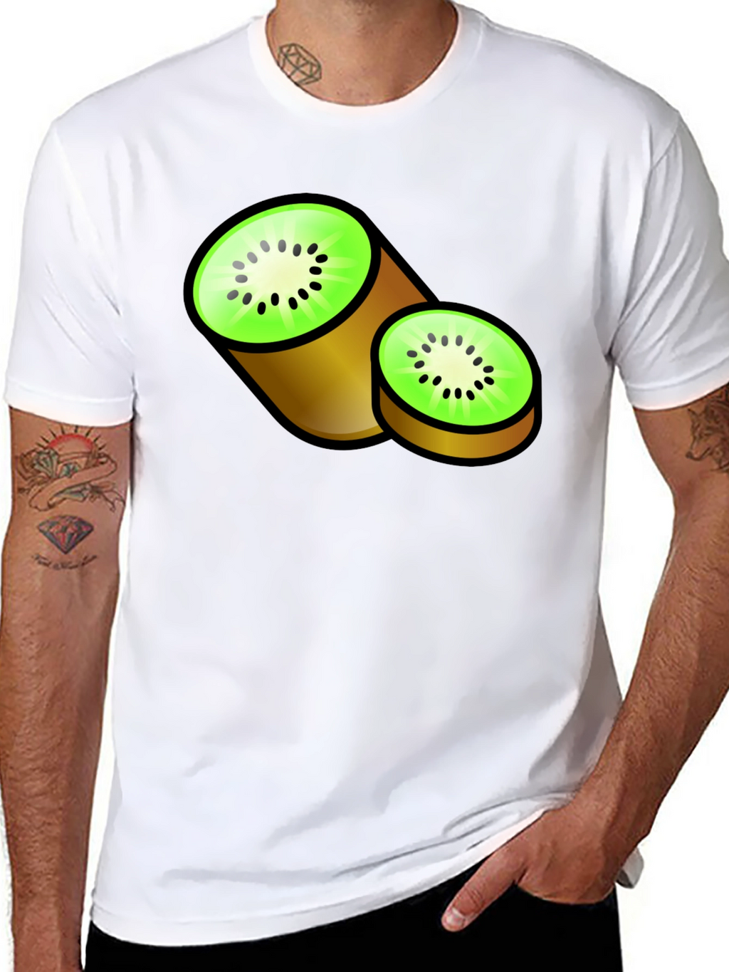 Kiwi Fruit Graphic Black T-Shirt