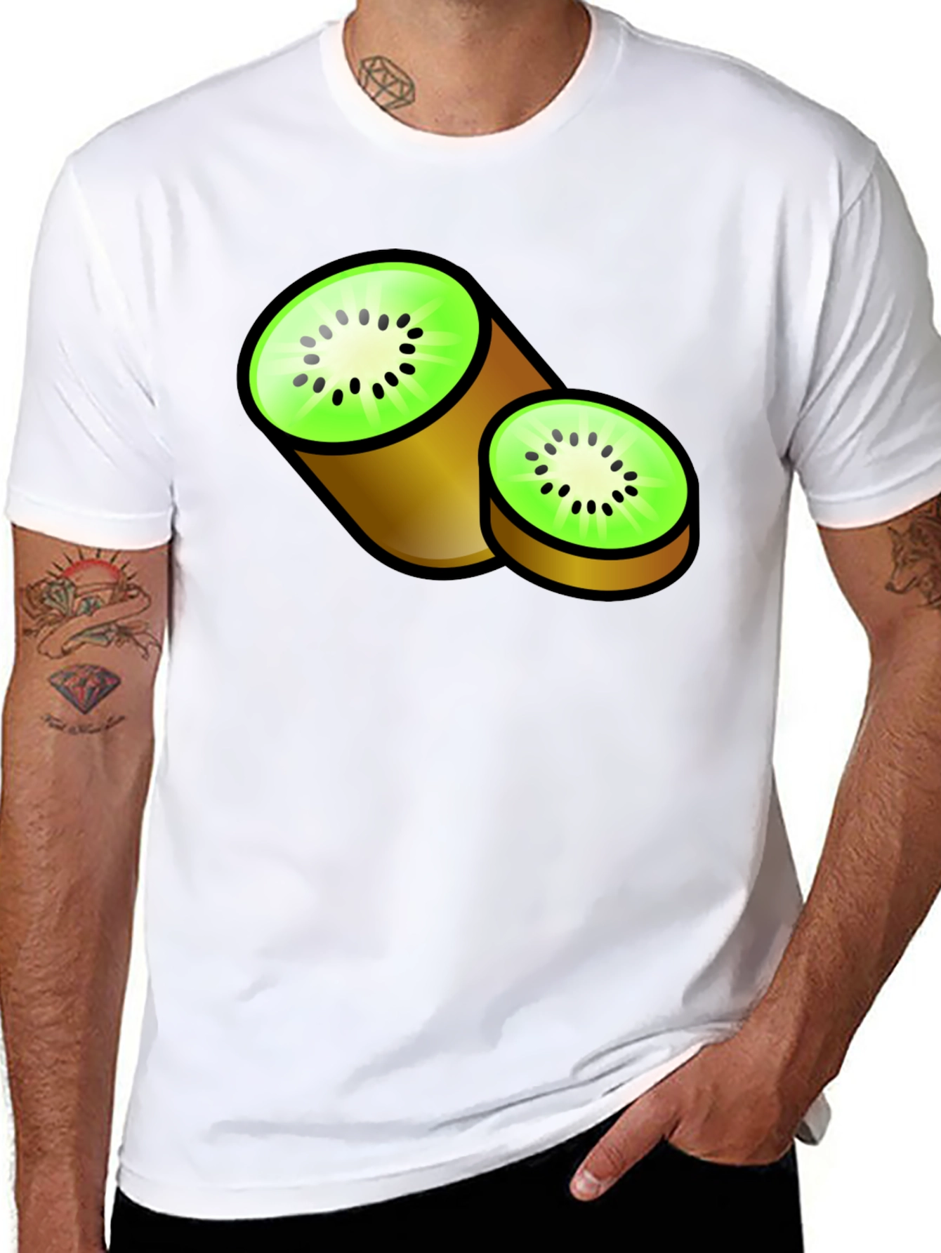Kiwi Fruit Graphic Black T-Shirt