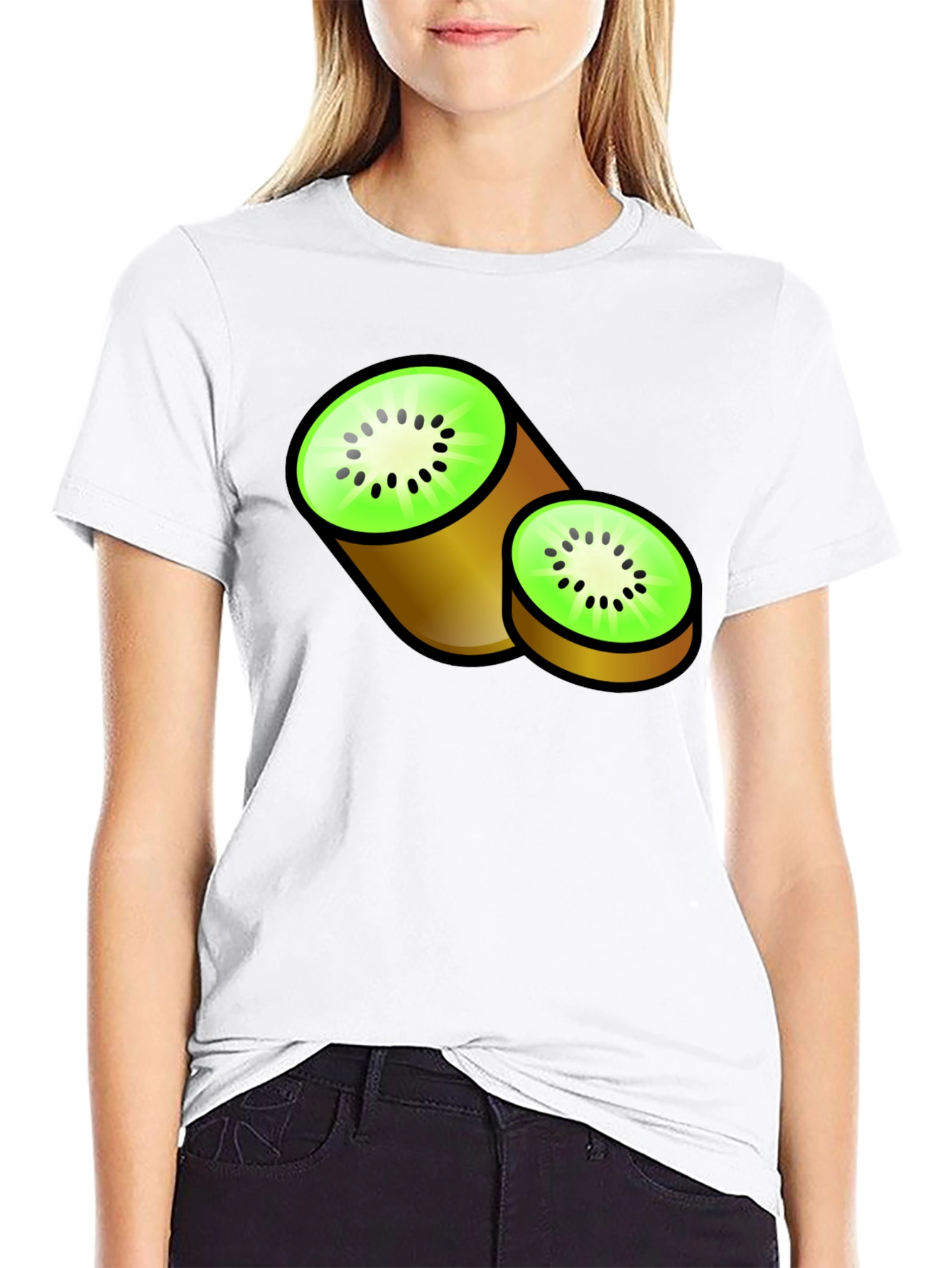 Kiwi Fruit Graphic Black T-Shirt