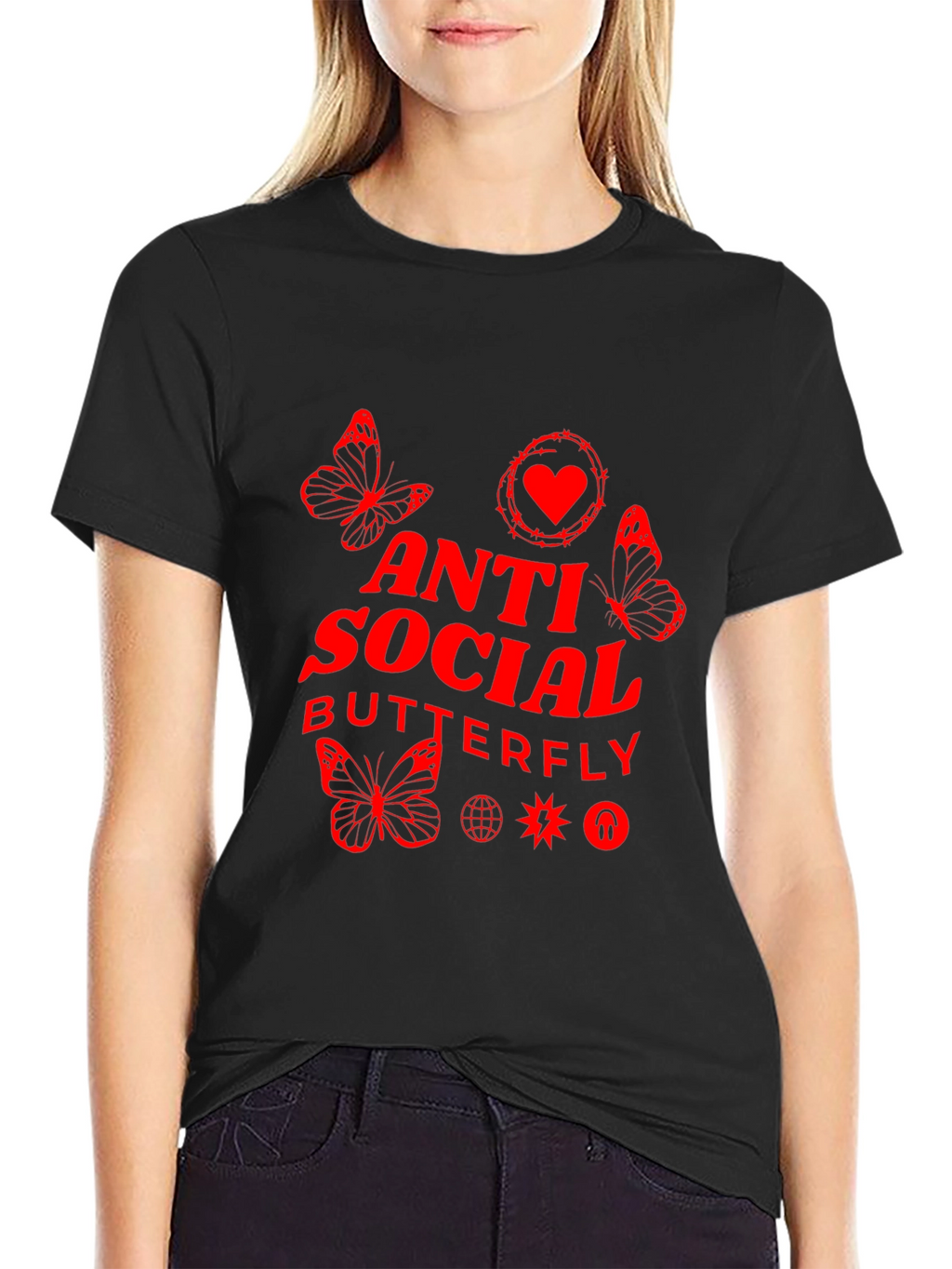 Anti Social Butterfly Black T-Shirt