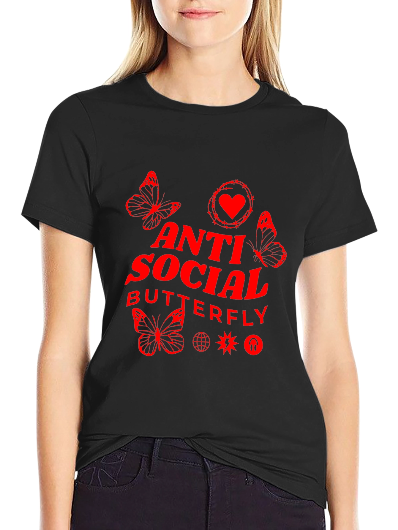 Anti Social Butterfly Black T-Shirt