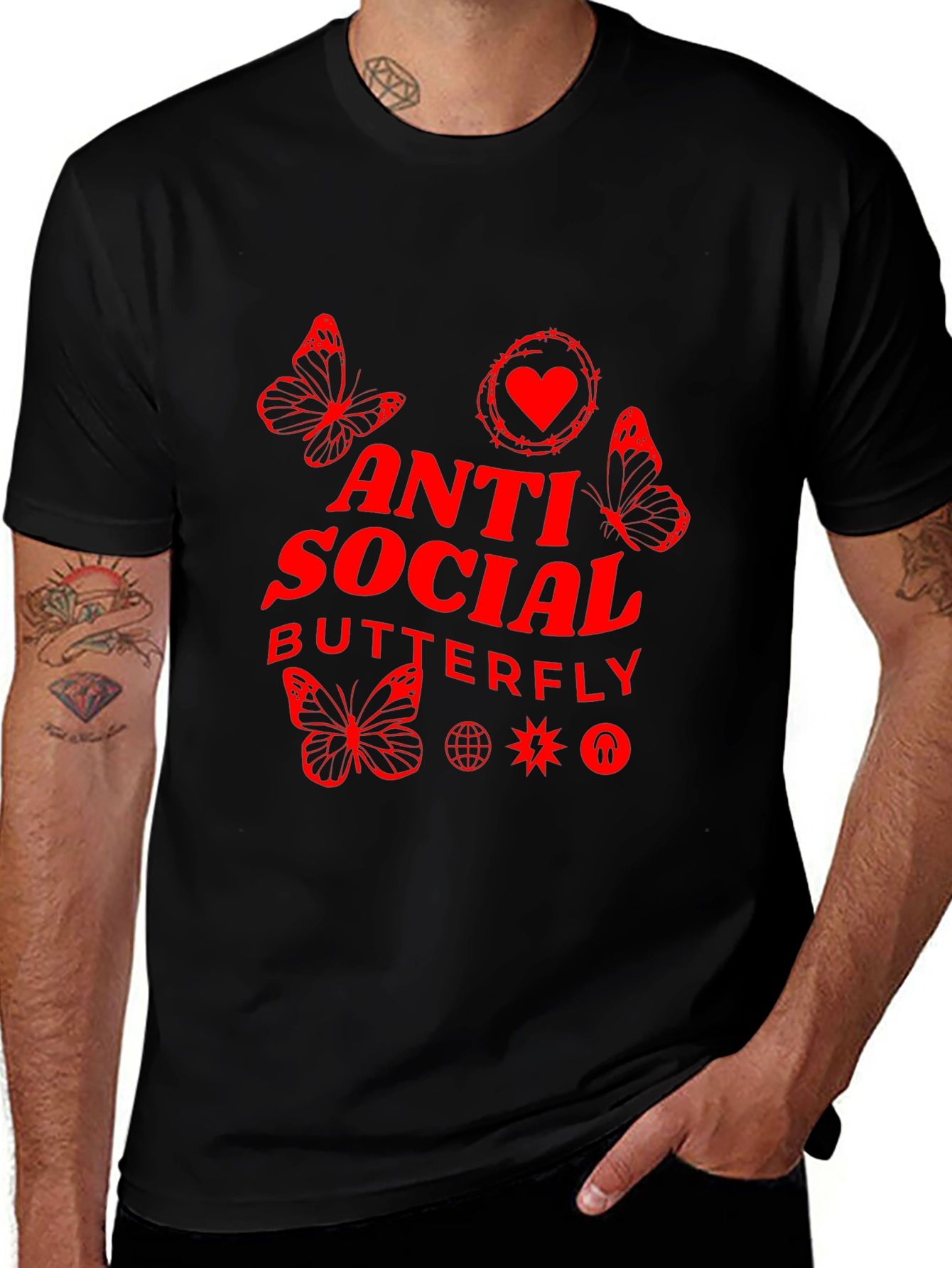 Anti Social Butterfly Black T-Shirt