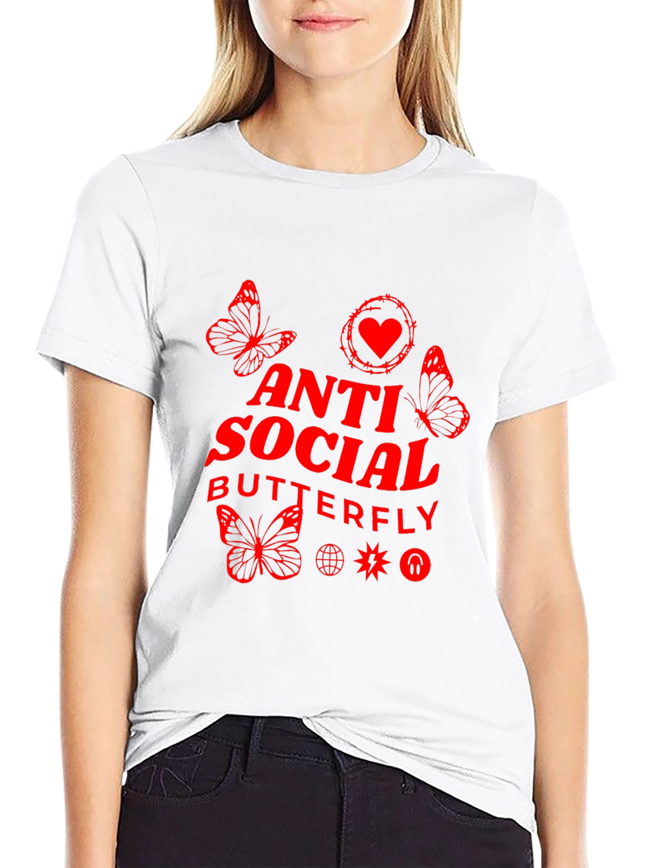 Anti Social Butterfly Black T-Shirt