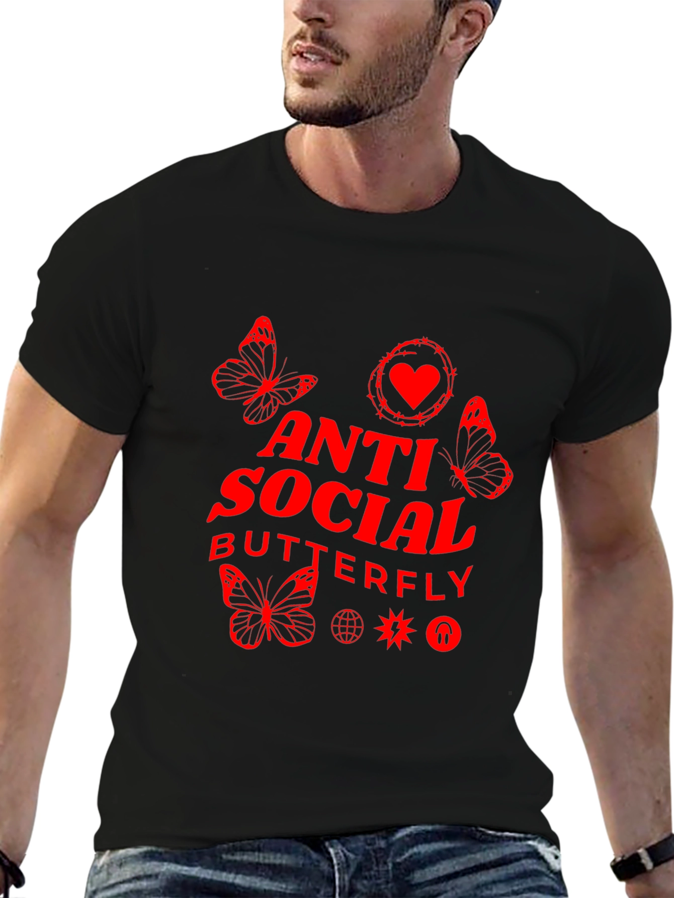 Anti Social Butterfly Black T-Shirt