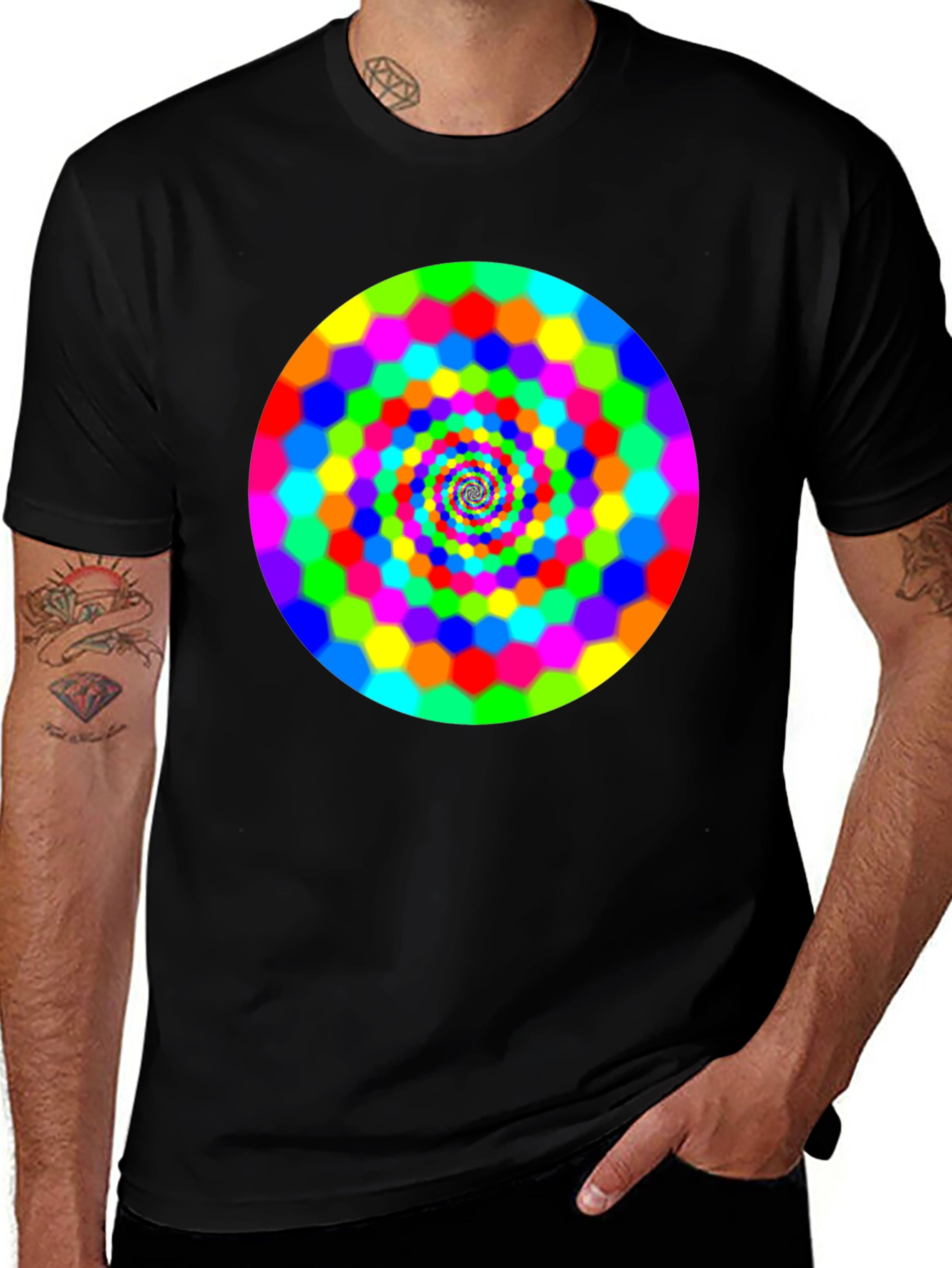 Psychedelic Hexagon Spiral Graphic Tee