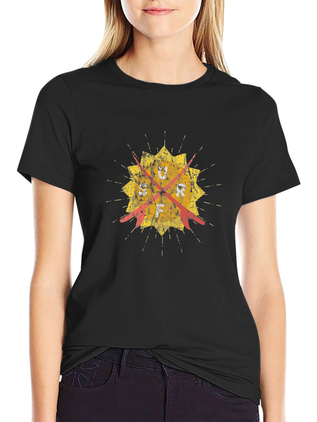 Distressed Graphic Tee - Retro Target Design - Black