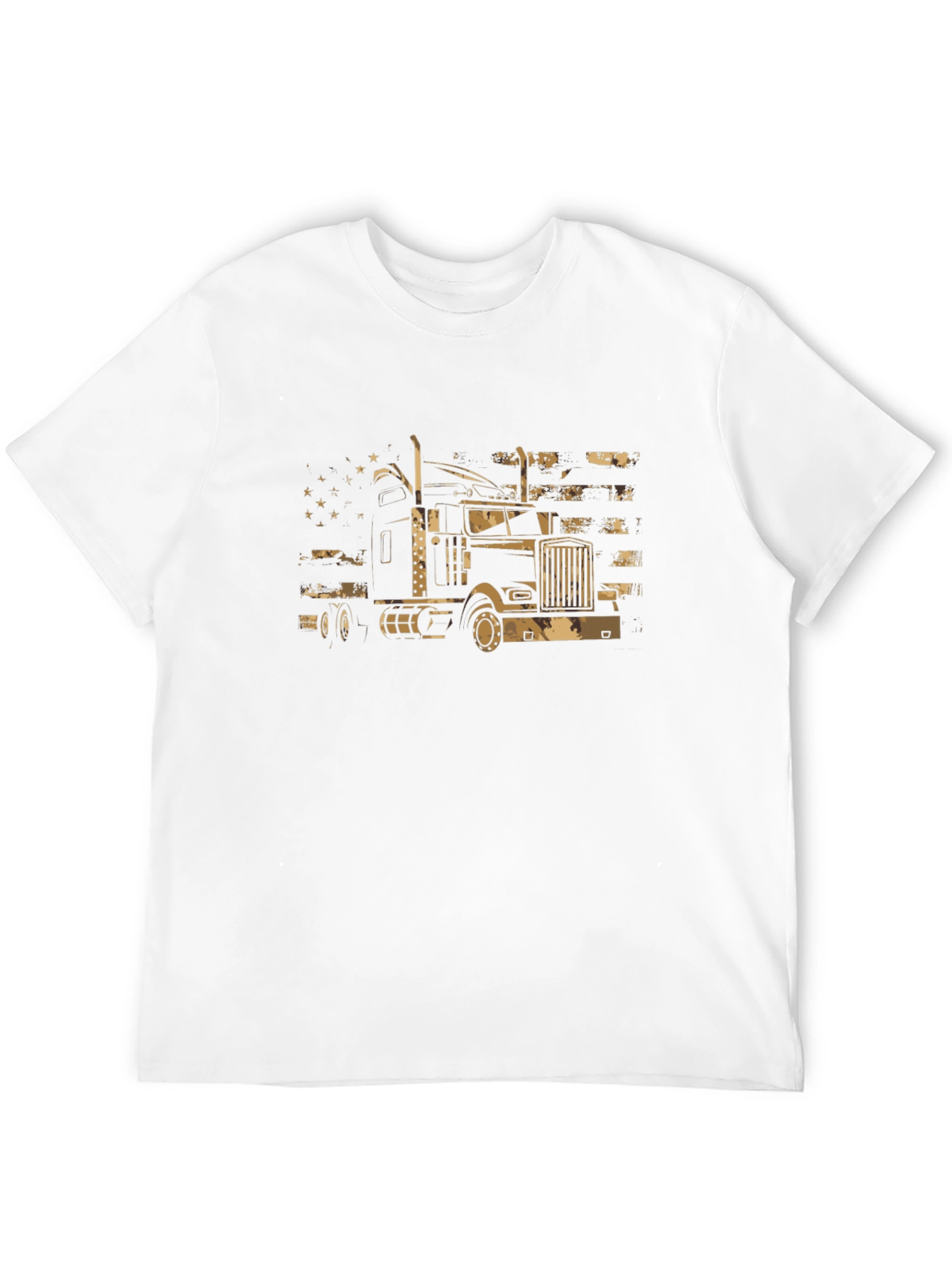 Trucker T-Shirt - American Flag Truck Graphic Tee
