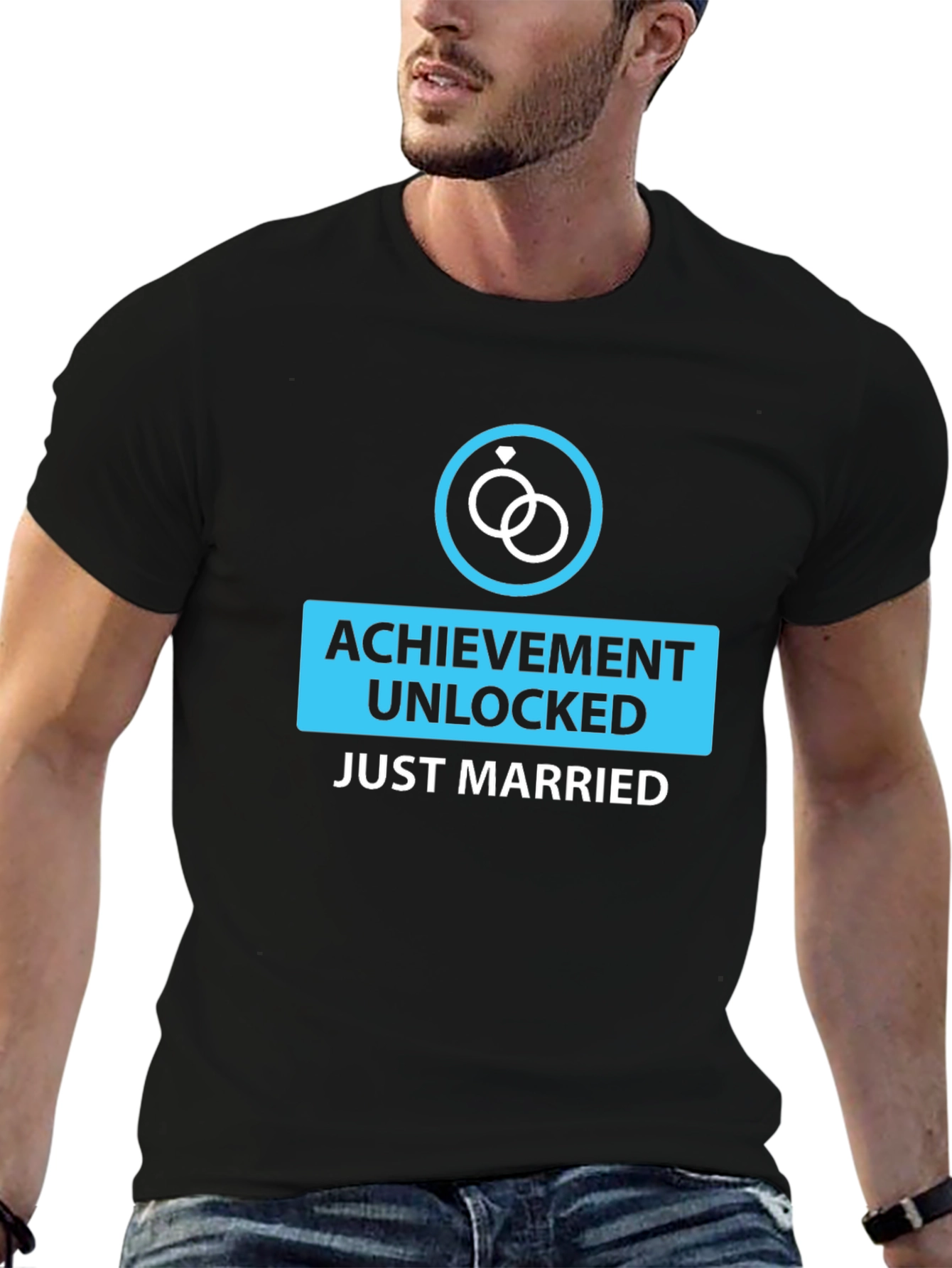 Achievement Unlocked Just Married Black Tee