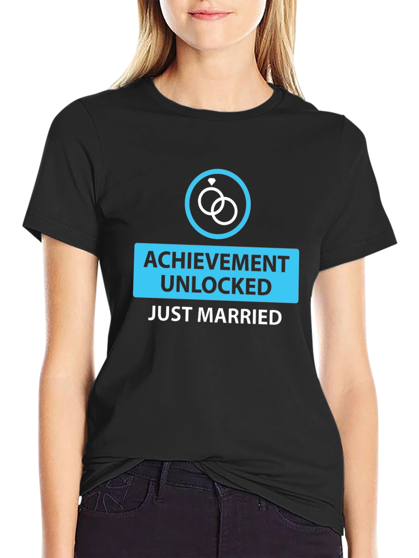 Achievement Unlocked Just Married Black Tee