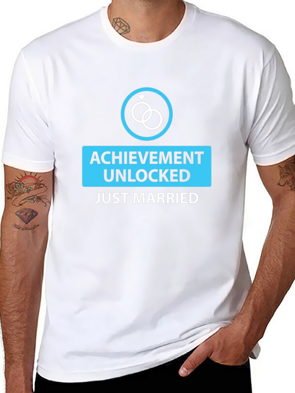 Achievement Unlocked Just Married Black Tee
