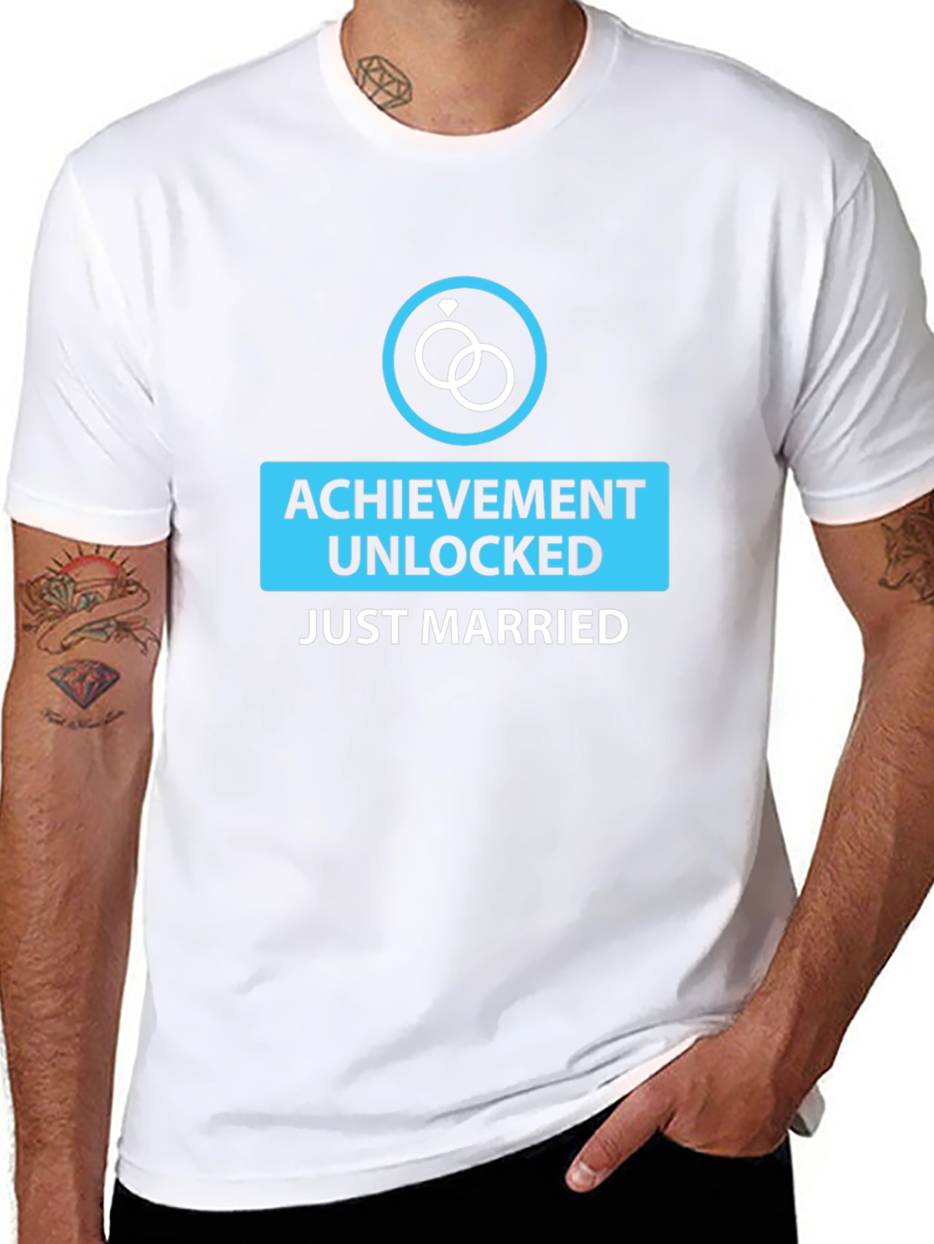 Achievement Unlocked Just Married Black Tee