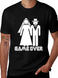 Game Over Wedding Humor Graphic Tee - Black