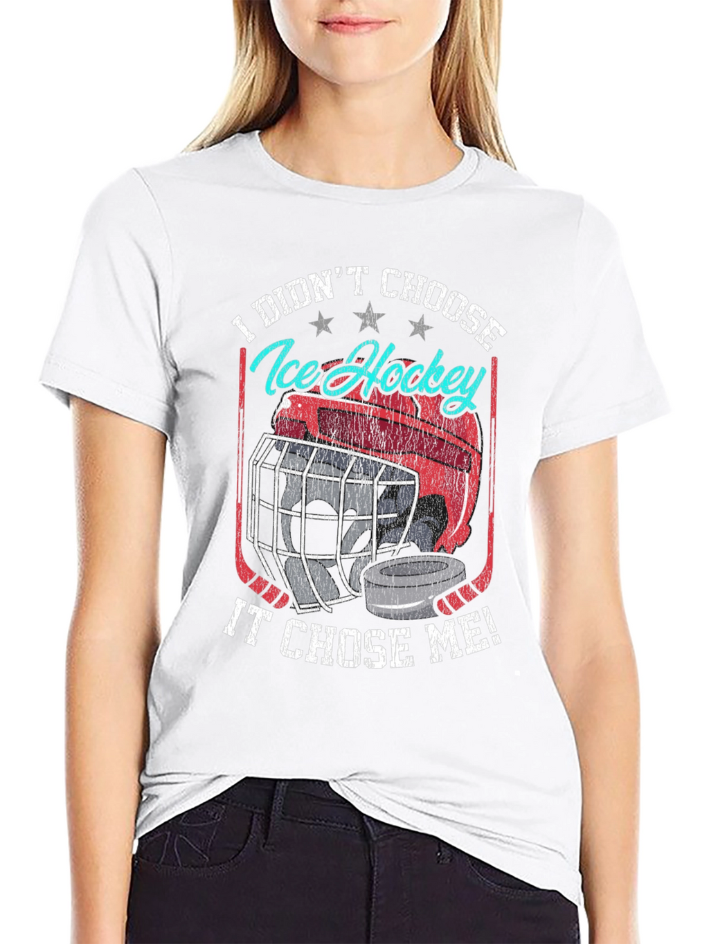 Ice Hockey Chose Me Black Graphic T-Shirt