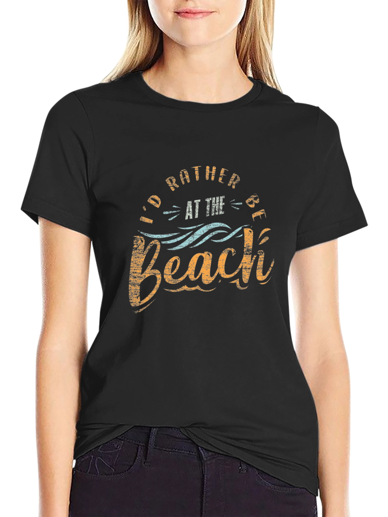 Id Rather Be at the Beach Black T-Shirt