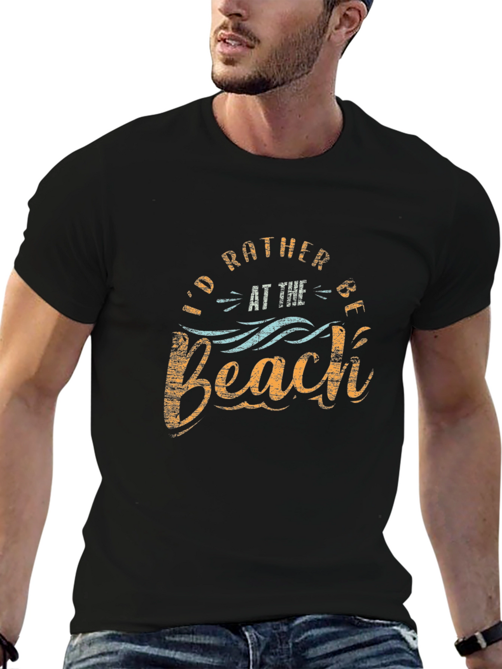 Id Rather Be at the Beach Black T-Shirt