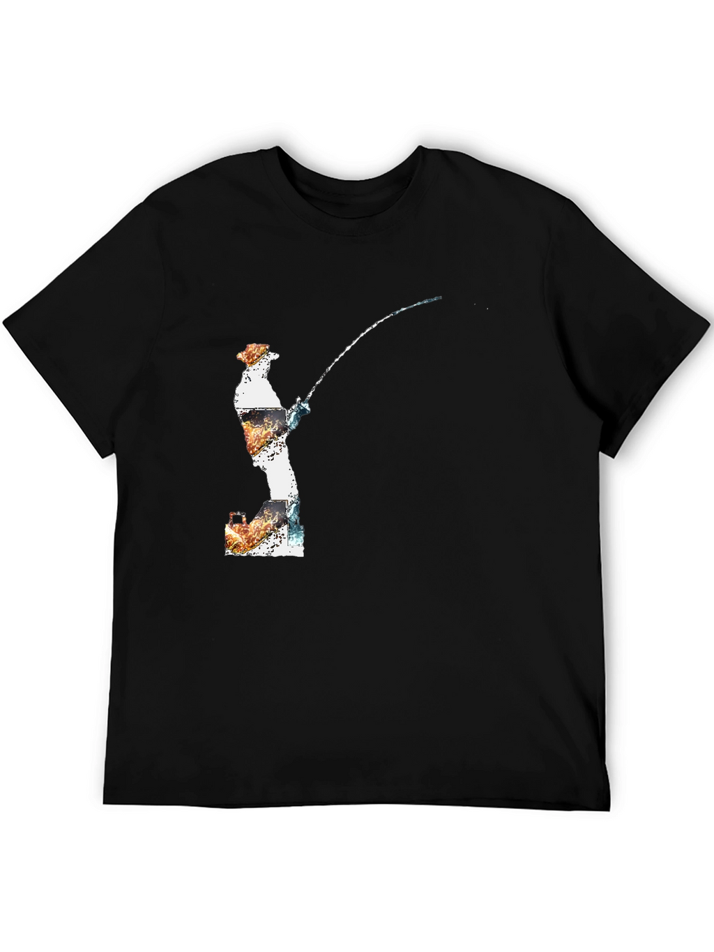 Fisherman Graphic Tee - Black Cotton Blend