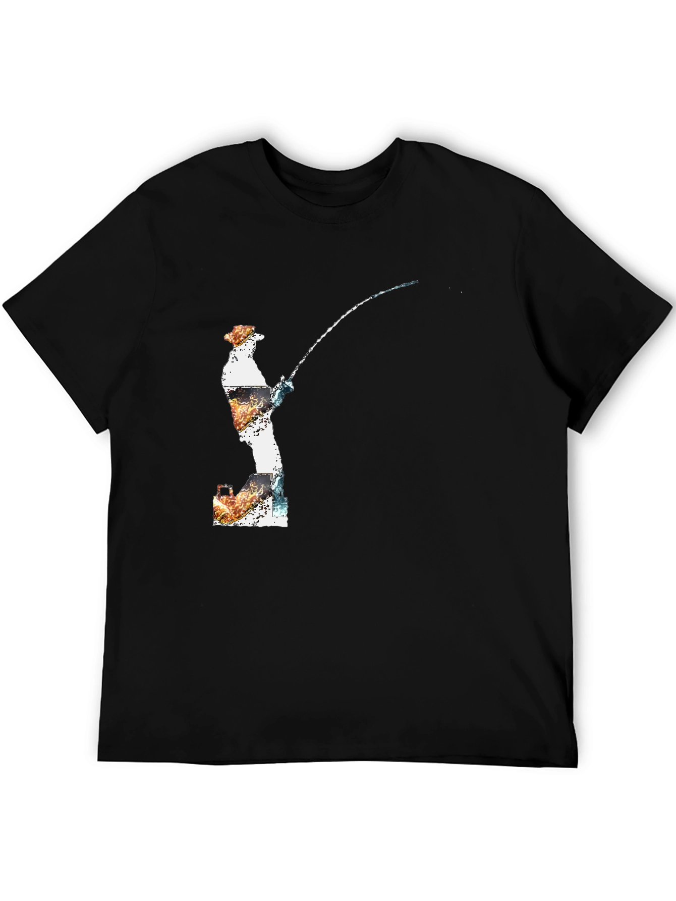 Fisherman Graphic Tee - Black Cotton Blend