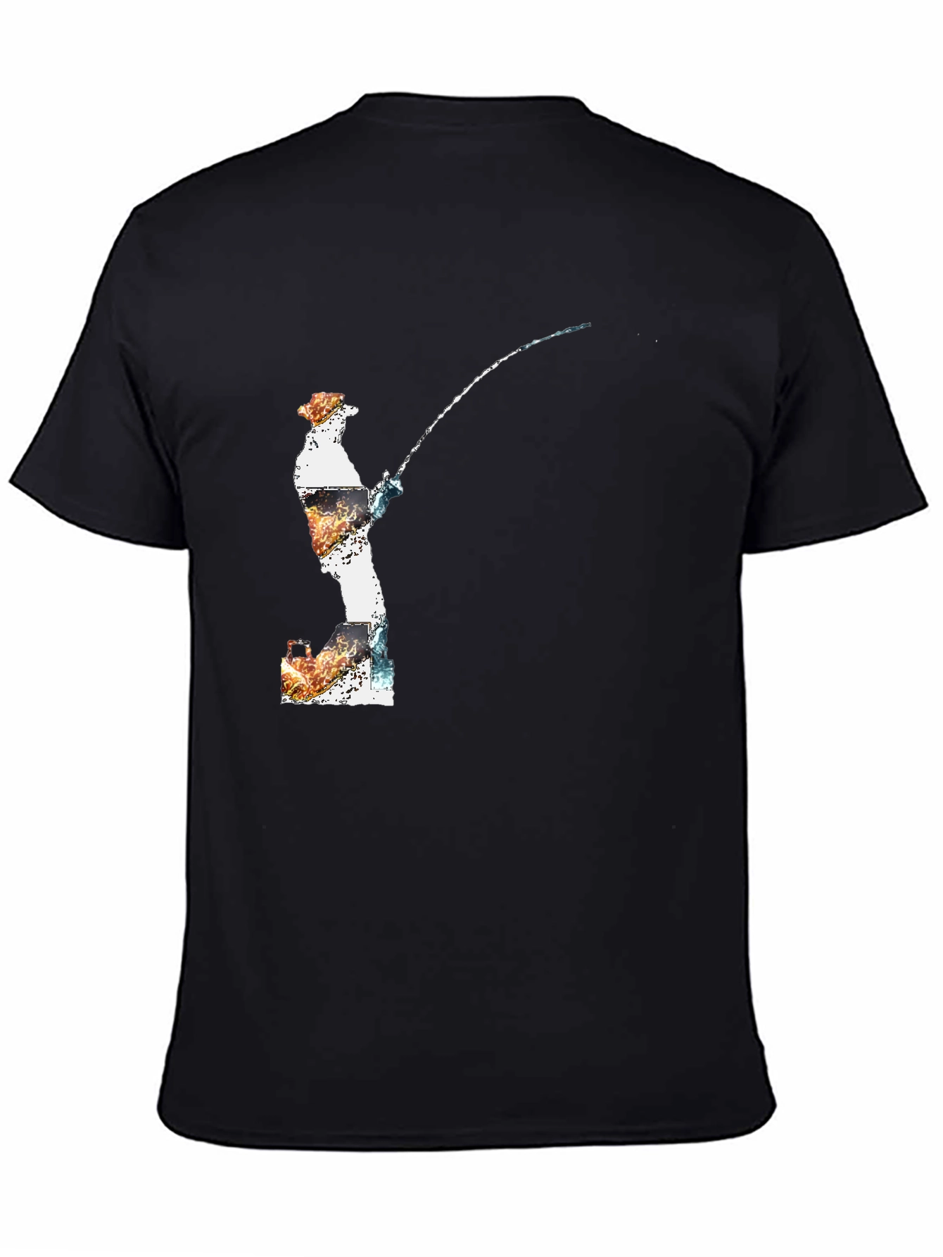 Fisherman Graphic Tee - Black Cotton Blend
