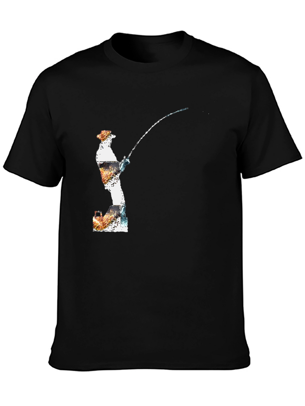 Fisherman Graphic Tee - Black Cotton Blend
