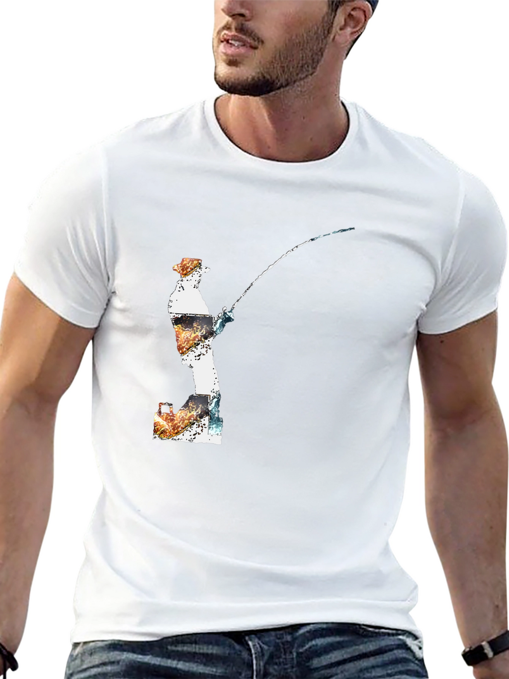 Fisherman Graphic Tee - Black Cotton Blend