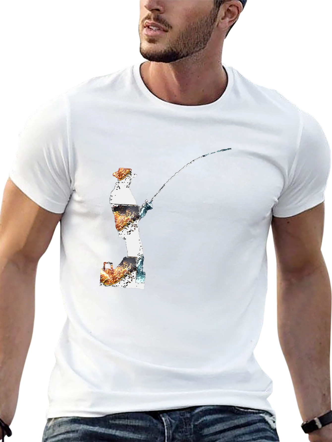 Fisherman Graphic Tee - Black Cotton Blend