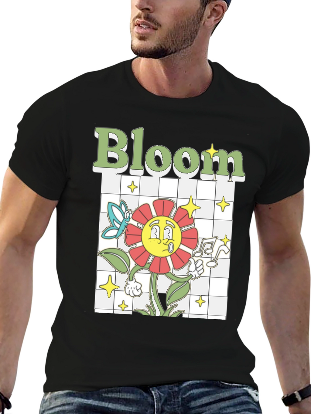 Bloom Graphic Tee - Retro Cartoon Flower T-Shirt