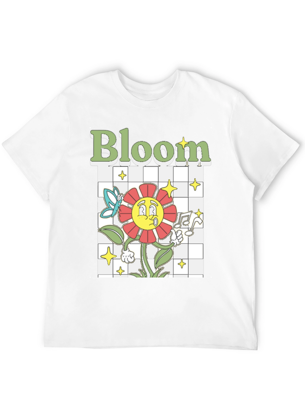 Bloom Graphic Tee - Retro Cartoon Flower T-Shirt