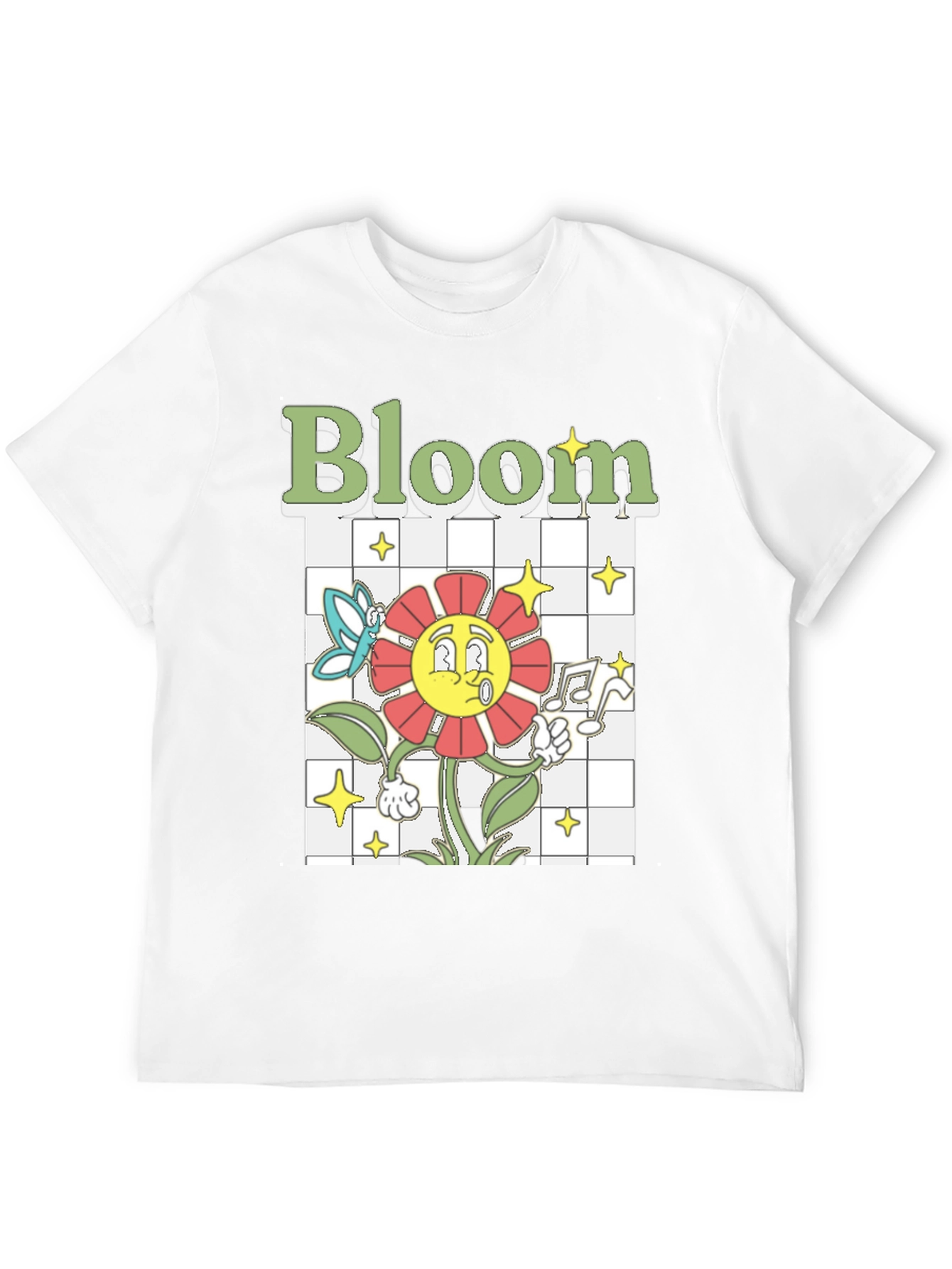 Bloom Graphic Tee - Retro Cartoon Flower T-Shirt